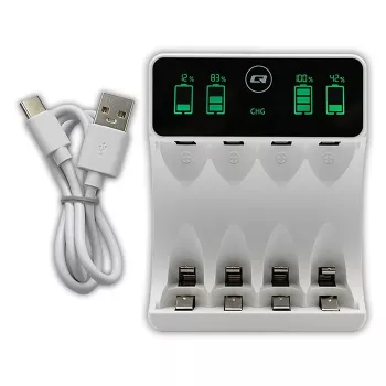 Baterijų kroviklis QOLTEC 50848, skirtas NiMH AAA (R03) ir AA (R6) elementams su LCD ekranu