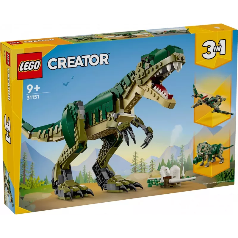 Konstruktorius LEGO Creator 3-in-1 T.Rex 626 dalių, 150 mm aukštis, nuo 9 m.