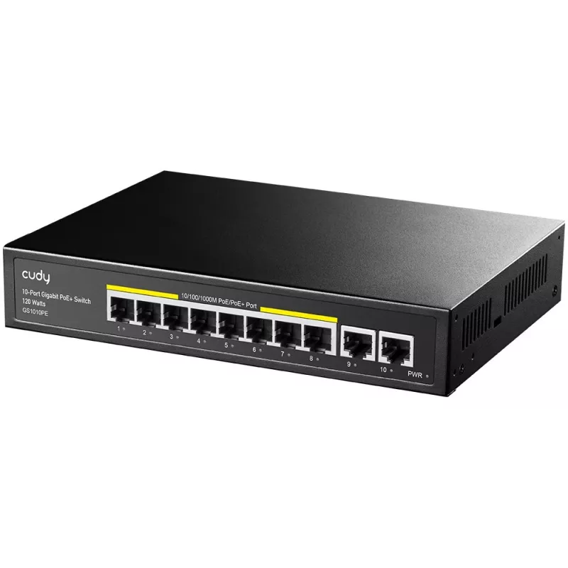 Cudy GS1010PE tinklo jungiklis Gigabit Ethernet 10 prievadų PoE juodas