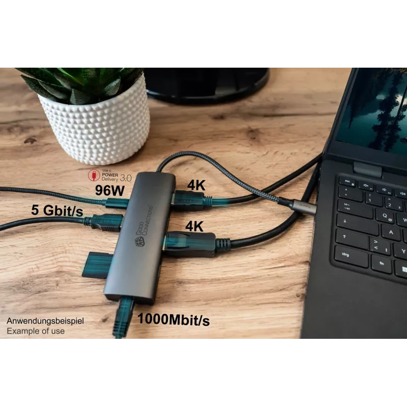 Alcasa HUB-C001A USB Type-C stotelė 5000 Mbit/s antracitinė