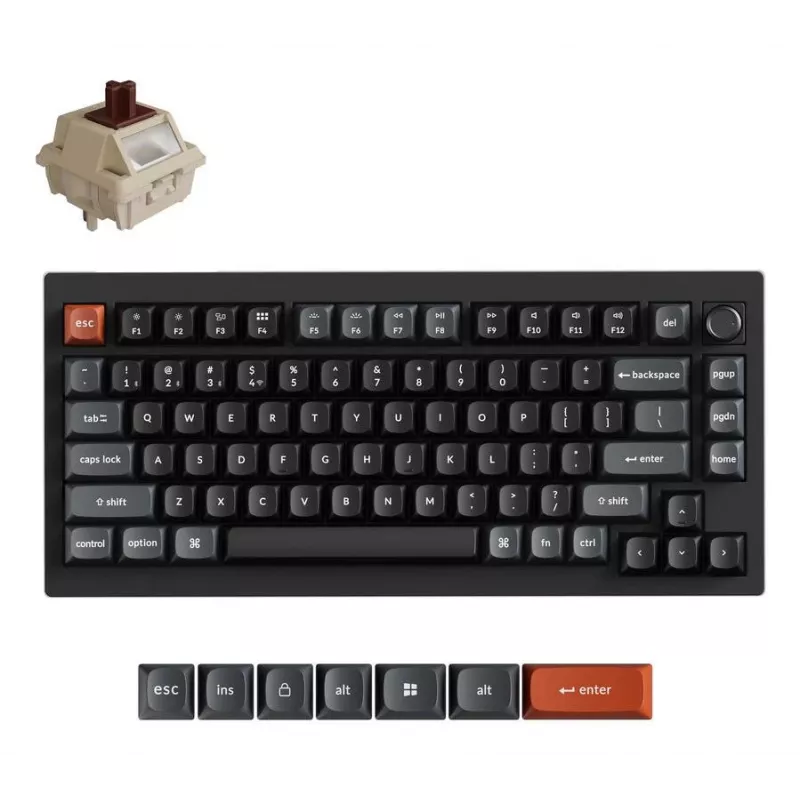 Mechaninė klaviatūra Keychron V1 Ultra 8K — 75 % QWERTY, Bluetooth, laidinė, RGB, juoda