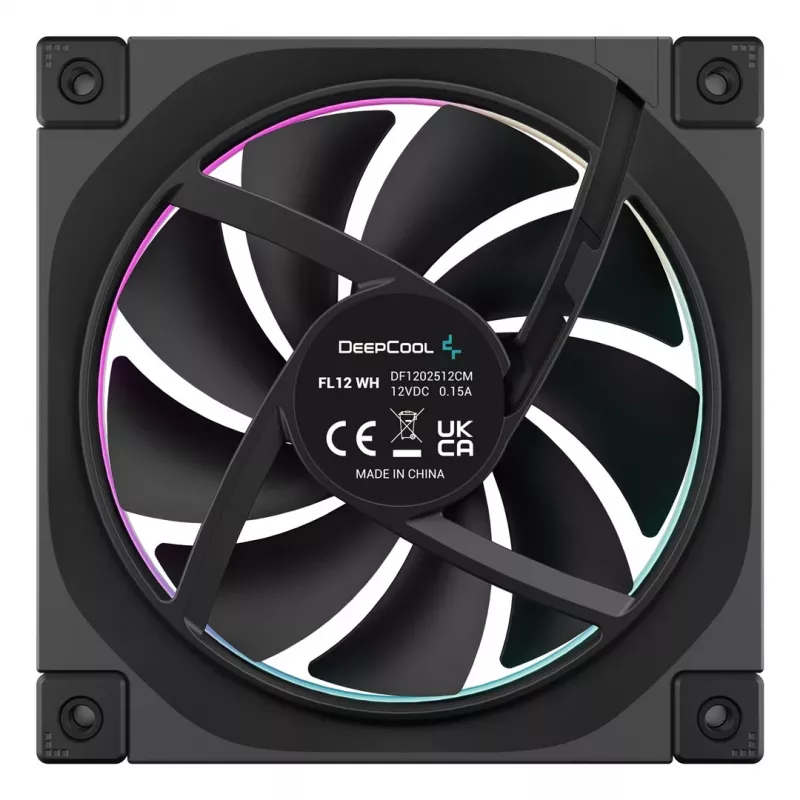 120 mm PC ventiliatorius DeepCool FL12 3 viename, juodas, 120×25 mm, 2150 RPM, skysčio dinaminis guolis, PWM, 55 CFM, 32 dB, 3 vnt. pakuotė