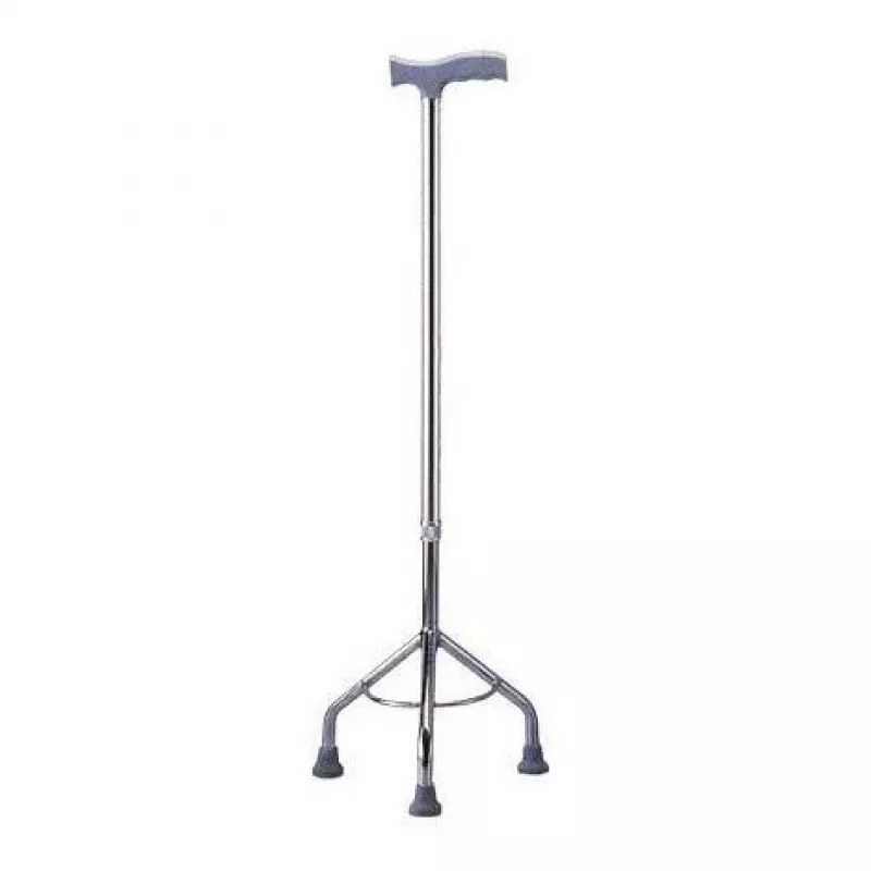 Reabilitacinis trikojis vaikščiojimo ramentas MDH, reguliuojamas aukštis 73–95,5 cm, aliuminis/plienas, sidabrinis, maks. apkrova 100 kg