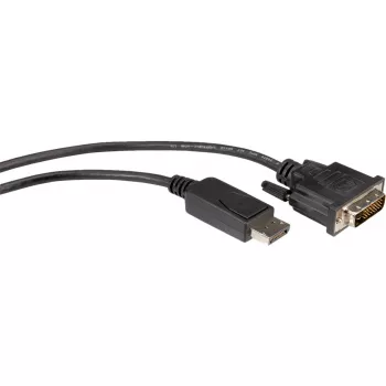 ROLINE vaizdo kabelis DisplayPort (vyriškas) – DVI-D (vyriškas) 1 m (DisplayPort 1.1) su fiksavimo varžtais, juodas (11.04.5771)