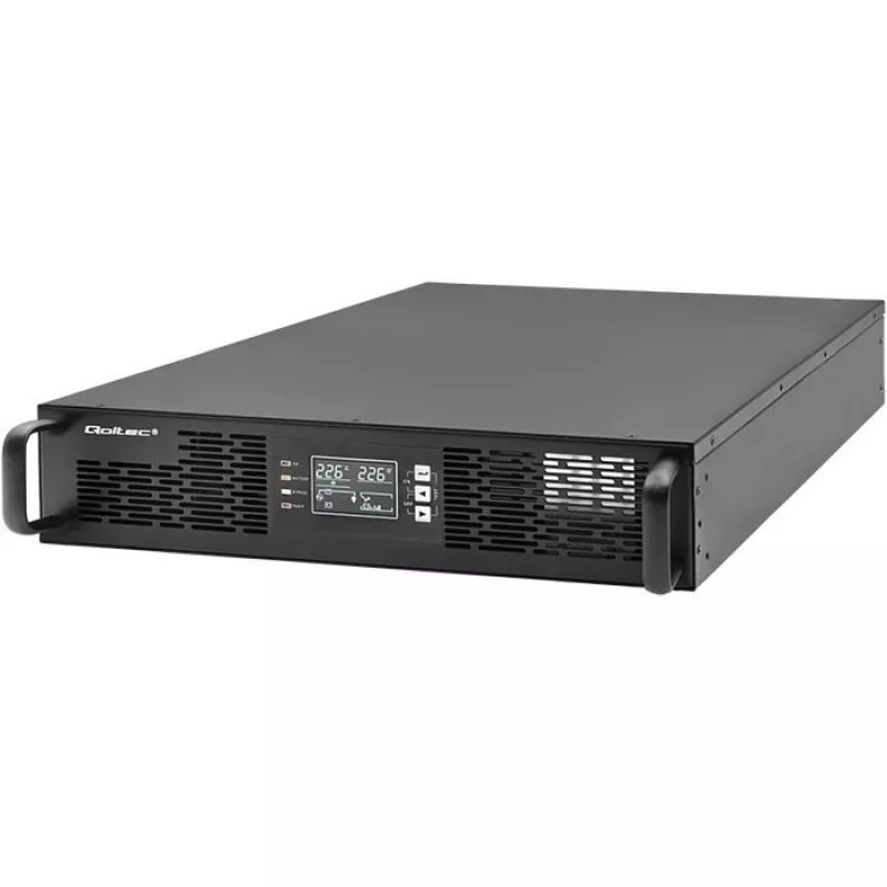 Qoltec nepertraukiamo maitinimo šaltinis UPS RACK 3kVA 3000W dvigubo keitimo on-line LCD EPO USB
