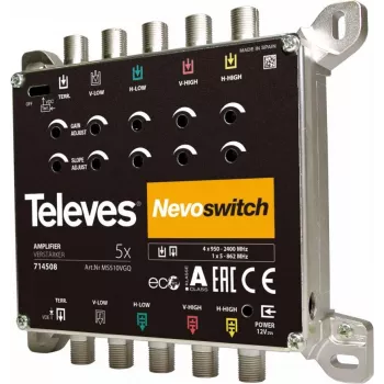 Televes 714508 palydovinis multiswitch 5 įėjimai 5 išėjimai