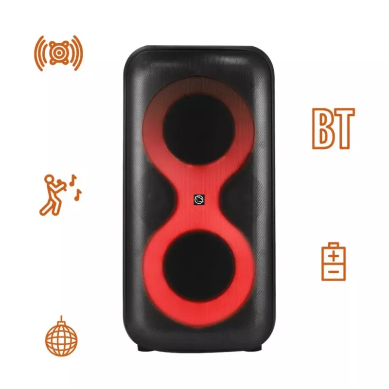 Nešiojamas muzikos centras MANTA SPK0401B100 Bluetooth garsiakalbis, 100 W galia, FM radijas, karaokė, įmontuota baterija, X-BASS