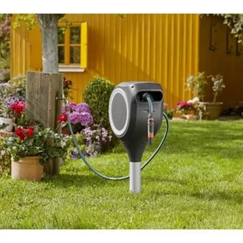 Antžeminė žarna Gardena RollUp S Automatinė Juoda Pilka