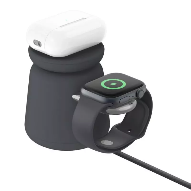 Belaidis įkroviklis Belkin WIZ027VFH36 2‑in‑1 magnetinis Qi2 15W, skirtas iPhone ir Apple Watch