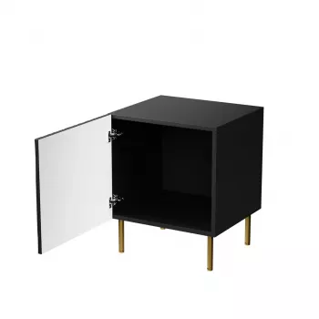 Naktiniai staleliai 2 vnt. cama meble JUNGLE — 53,5×40,5×44 cm, juoda matinė MDF/medžio drožlių plokštė, auksinės kojelės
