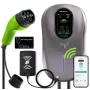QOLTEC sieninė elektromobilių įkrovimo stotelė Type 2 22 kW LCD 2 RFID kortelės 3 fazės 5 m kabelis viešbučių sistema