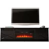 TV spintelė su židiniu Cama Meble GRANERO 200 x 56,7 x 35 cm juoda/juodas blizgesys, 2 durys, 2 lentynos, stumdomos durys, MDF/medžio drožlių plokštė