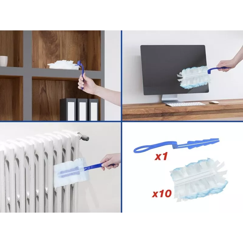 Beper Duster Kit C203PUL004 su 10 priedų – rankinis dulkių valiklis su keičiamomis mikropluošto galvutėmis