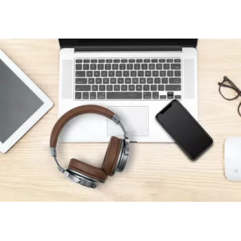 Belaidės ausinės Muse M-278 BT, ant ausų, Micro-USB, Bluetooth, ruda, sidabrinė