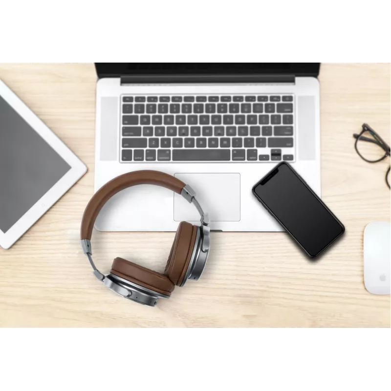 Belaidės ausinės Muse M-278 BT, ant ausų, Micro-USB, Bluetooth, ruda, sidabrinė