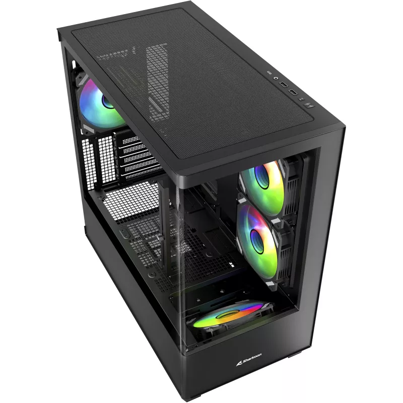 PC korpusas Sharkoon Elite Shark CM100 Tower Micro-ATX, be maitinimo šaltinio, juodas