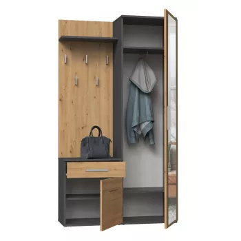 Prieškambario spinta Top e shop GARD DUO ANT/ART KPL — 2 varstomos durys, medžio drožlių plokštė, 1000×350×1800 mm