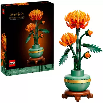 LEGO Icons Chrizantemų gėlių konstravimo rinkinys suaugusiems – dirbtinio augalo modelis, dovana vyrams ir moterims, namams ar biurui