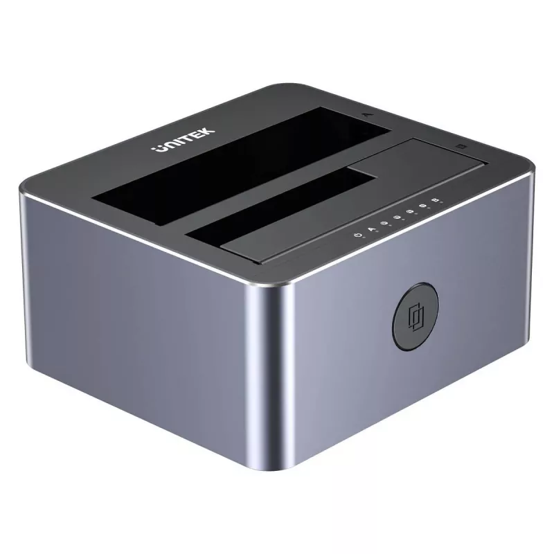 Docking stotelė Unitek 51642 2,5 colio/3,5 colio SATA diskams, USB-C 10Gbps, 2 lizdai, aliuminis