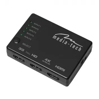 HDMI vaizdo jungiklis MEDIA-TECH MT5207, 3 HDMI įėjimai, 1 HDMI išėjimas, juodas