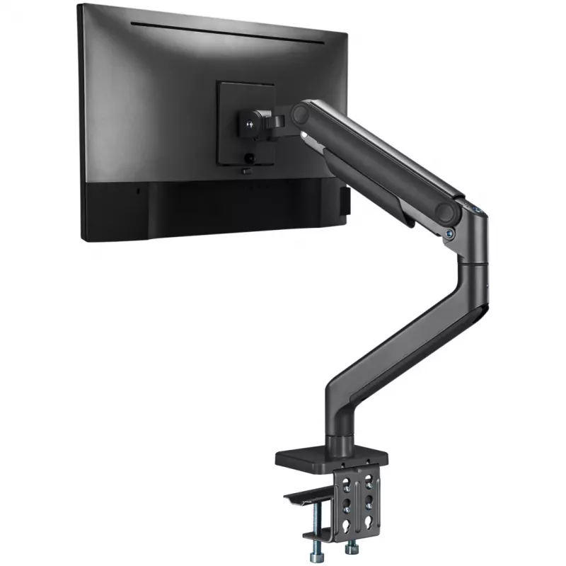 Monitorio laikiklis DIGITUS Single, spaustuvinis, iki 49 colių (124,5 cm), 20 kg, VESA 75x75–100x100, pakreipimas -20° iki 50°, aukščio reguliavimas, juodas