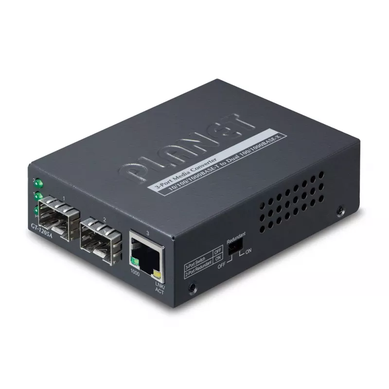 PLANET GT-1205A tinklo medijos keitiklis 1000 Mbit/s juodas