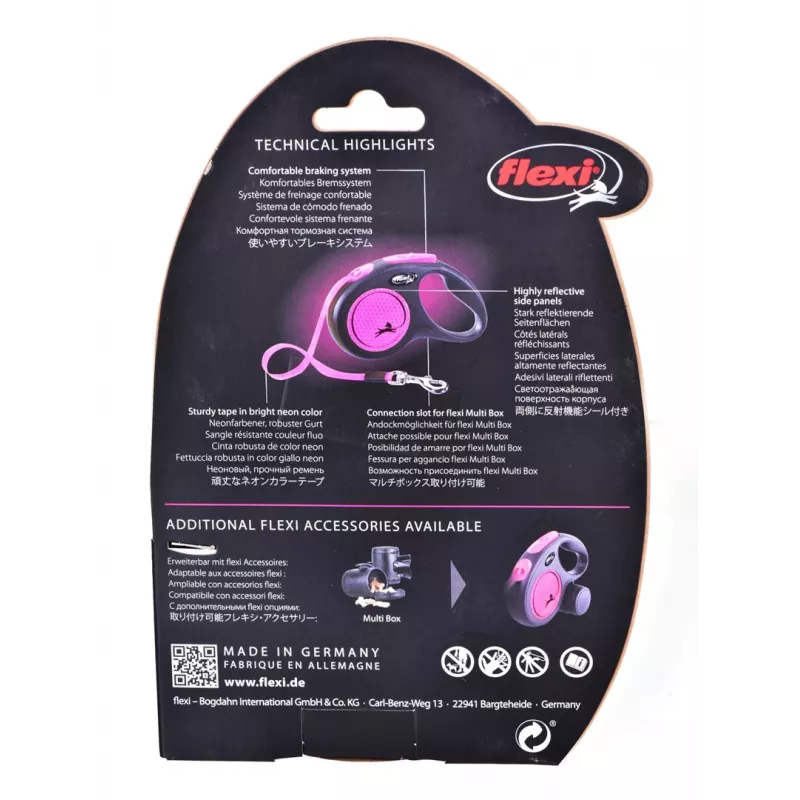Flexi New Neon S 5 m šunų pavadėlis automatinis