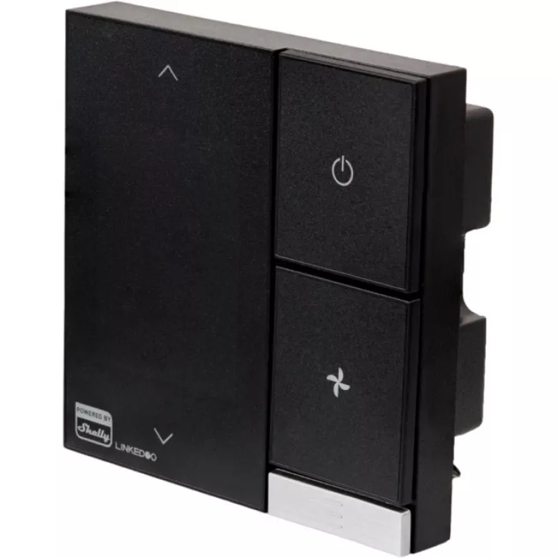 Išmanusis HVAC termostatas Shelly LinkedGo Black – skaitmeninis, Wi‑Fi (802.11b/g/n), 87×87×35 mm