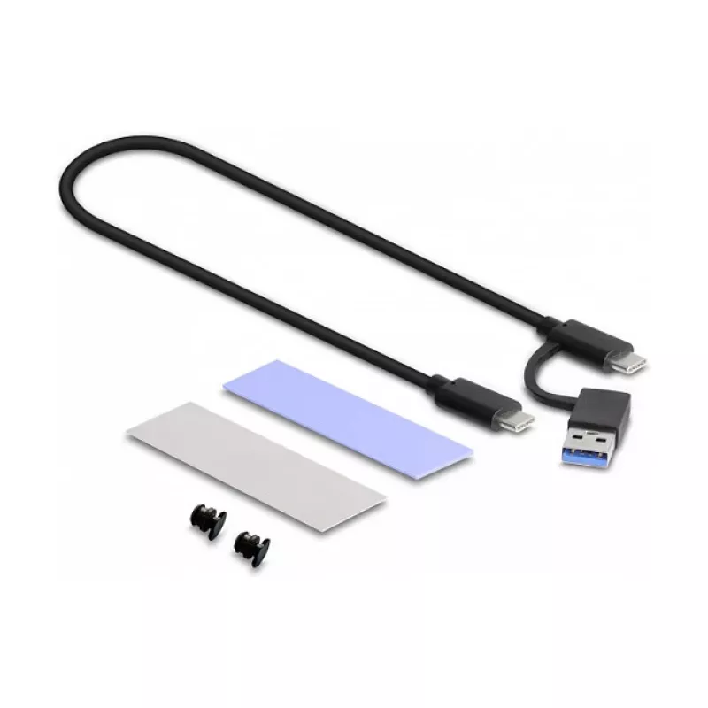 DeLOCK išorinis USB Type-C dėklas M.2 NVMe PCIe arba SATA SSD, be įrankių