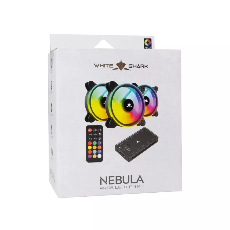 Ventiliatorių rinkinys White Shark Nebula-2 Black – ARGB 120 mm (3 vnt.)
