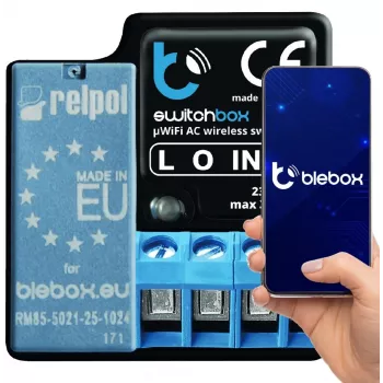 Bevielis relės modulis SwitchBox bleBox SwitchBox juodas