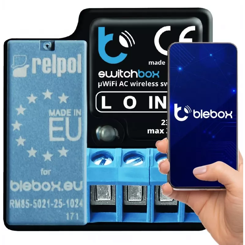 Bevielis relės modulis SwitchBox bleBox SwitchBox juodas