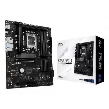 Pagrindinė plokštė ASRock B860 Pro-A — Intel B860 ATX, LGA 1851, DDR5, 4x DIMM, 256GB, 2.5Gb LAN, 1x M.2, 4x SATA III