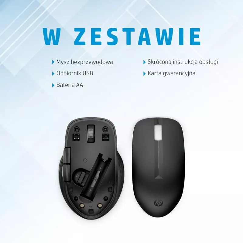 HP 435 belaidė pelė keliems įrenginiams, ambidekstrinė, RF belaidis + Bluetooth, 4000 DPI, juoda
