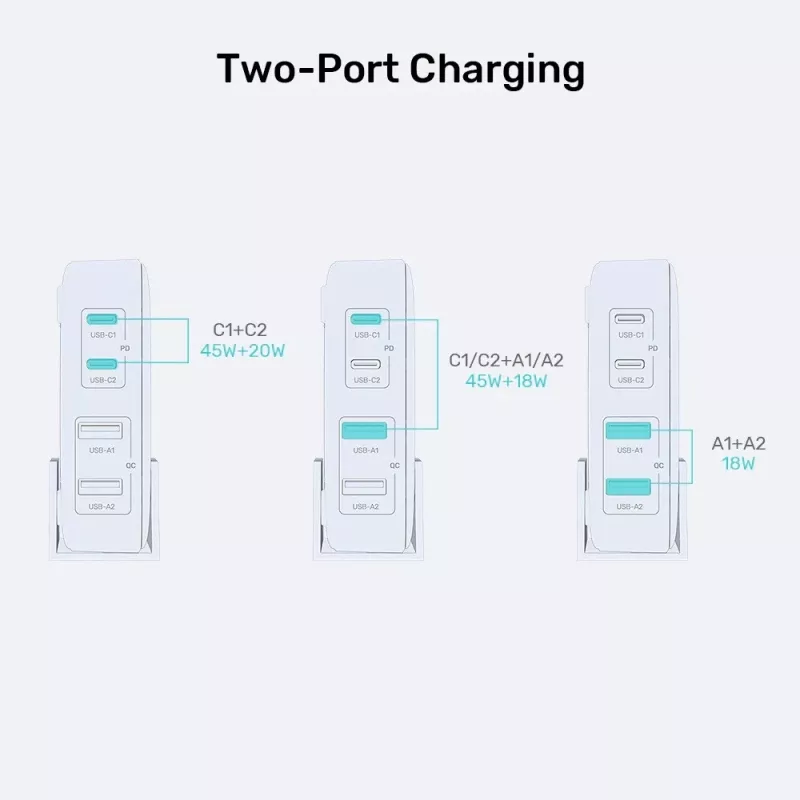 Stalinis įkroviklis Unitek P1228AWH01-EU 70W 2×USB-A 2×USB-C