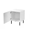 Naktinis staliukas Cama Meble JUNGLE 53,5×40,5×44 cm matinė balta, MDF & medžio drožlių plokštė, juodos kojelės, 2 vnt. komplektas