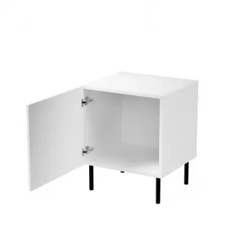 Naktinis staliukas Cama Meble JUNGLE 53,5×40,5×44 cm matinė balta, MDF & medžio drožlių plokštė, juodos kojelės, 2 vnt. komplektas