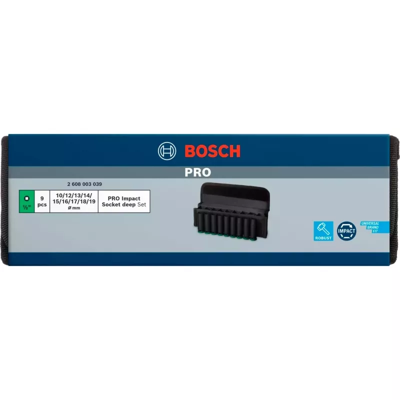 Bosch PRO 1/2 colio giluminiai lizdai, 9 vnt., juodi