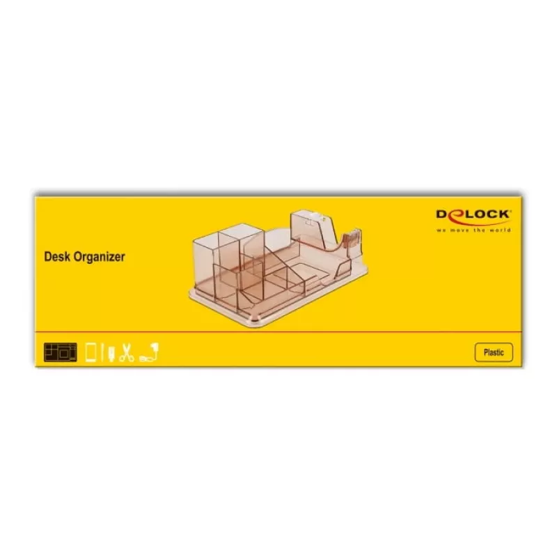 Stalo organizatorius DeLOCK 18341 skaidrus rudas plastikas 145x250x85 mm