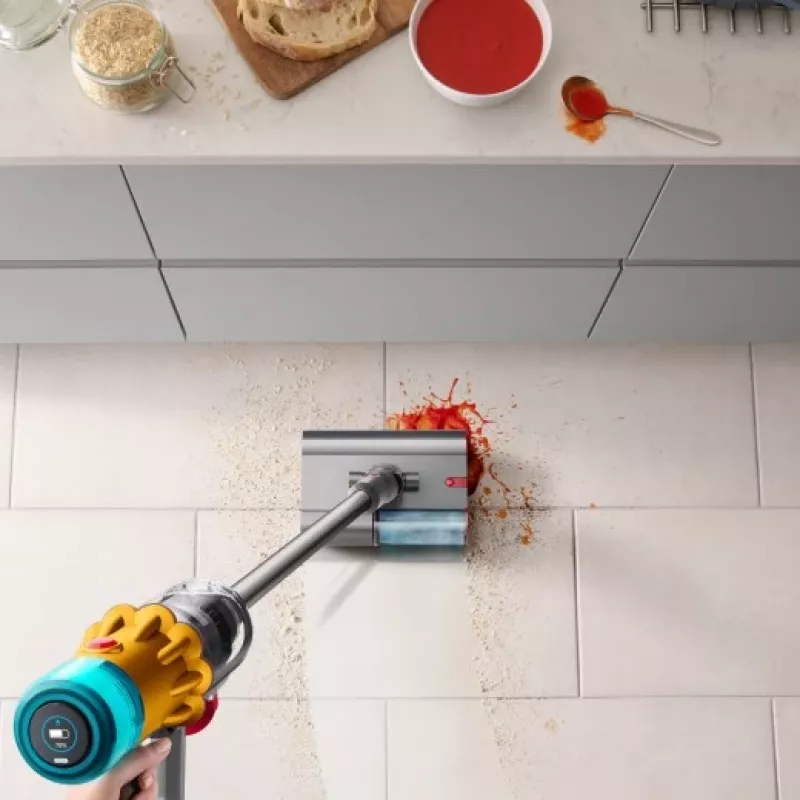 Dyson V12 Submarine 3 viename belaidis dulkių siurblys šlapiam ir sausam valymui HEPA filtru, be maišelio, 0,35 l, nikelio ir geltonos spalvos