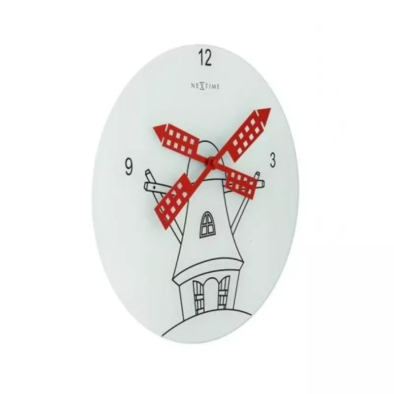 NeXtime klok 8807 Windmil, Ø30 cm, sieninis, baltas/juodas/raudonas