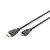 Digitus ASSMANN HDMI kabelis, Mini-HDMI (vyriškas) – HDMI (vyriškas), 3 m, dviguba izoliacija, juoda (AK-330106-030-S)