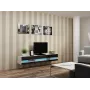 TV stovas Cama Meble VIGO NEW 30/180/40, balta viršus, juodas blizgus rėmas, 1800×400×300 mm