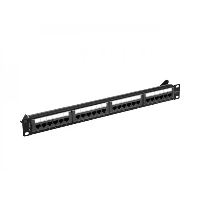 Patch panel 1U LANBERG PPUA-1024-B, 24 prievadai, Cat6a, U/UTP, 1U stovas, gylis 102 mm, metalas, juoda