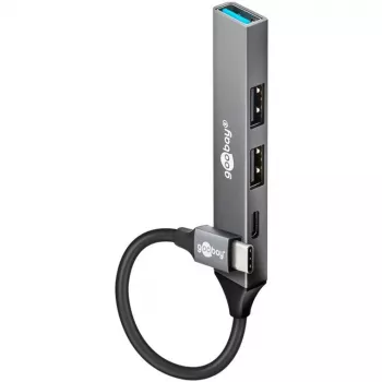 Goobay Slim 4 prievadų USB-Hub, USB-C™ į USB-C™/USB-A, USB 3.2 (74459)