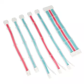 Prailginimo rinkinys maitinimo šaltinio laidams Kolink Core Adept – 6 vnt., PET pintas apvalkalas, variniai laidininkai, 20+4pin/8pin/4+4pin/3×6+2pin, 0,30–0,35 m