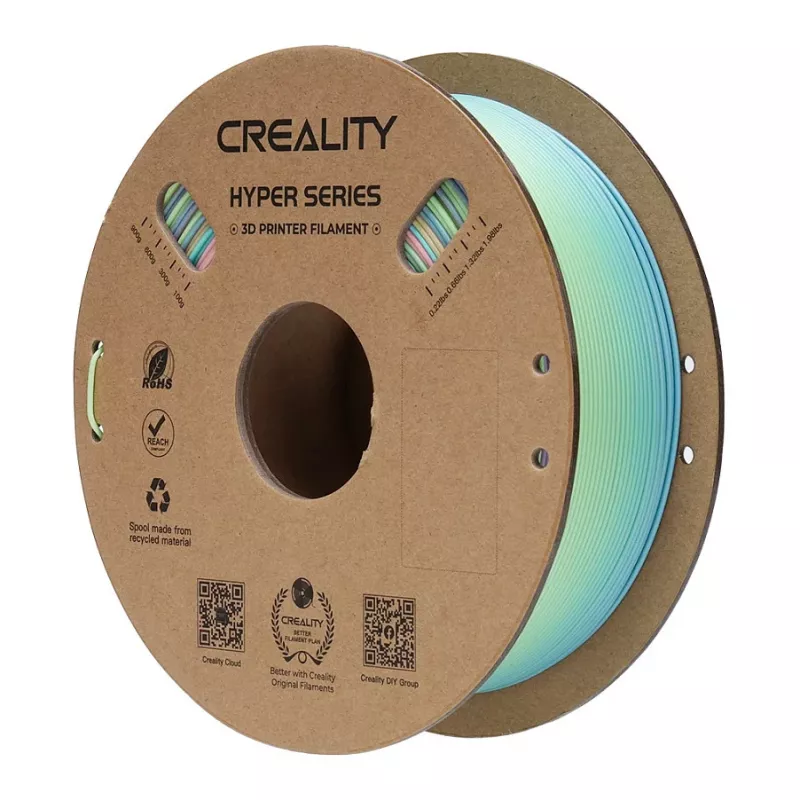 3D spausdinimo filamentas Creality PLA 1,75 mm, 1 kg – Mėlyna/Žalia/Rožinė (Creality 3301010424)