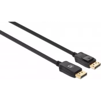 Manhattan DisplayPort 1.4 laidas, 8K@60Hz, 2 m, pintas, kištukas-kištukas, su skląsčiais, visiškai ekranuotas, juodas, garantija visam laikui
