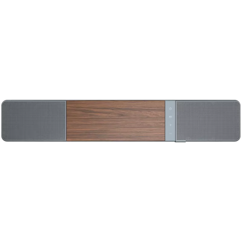 Garso juosta KLIPSCH Flexus CORE 100 — 2.1 kanalai, 100 W, įmontuotas žemų dažnių garsiakalbis, pilka/graikinis riešutas