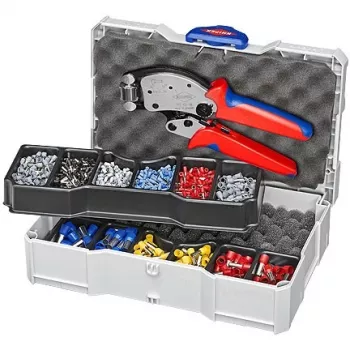 KNIPEX 97 90 13 įrankių rinkinys laidų antgaliams užspausti, Twistor16®, TANOS MINI-systainer® dėkle, įvairiaspalvis